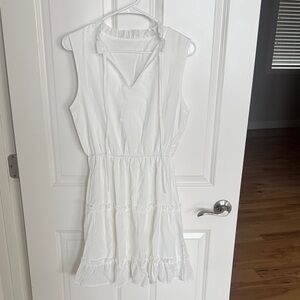 White Sleeveless Ruffle Dress